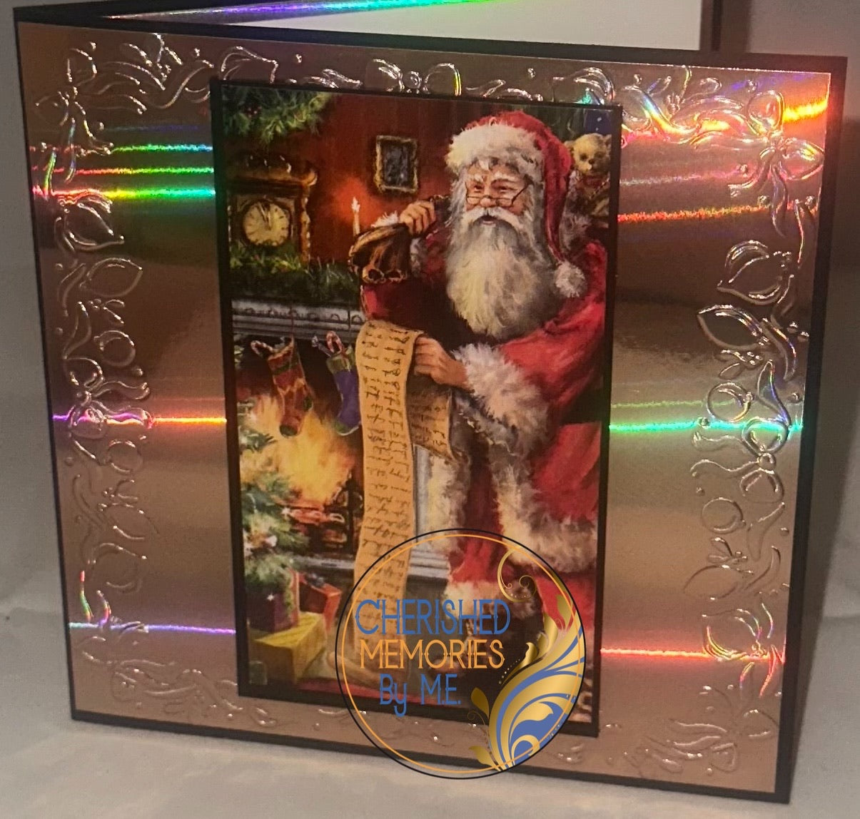 Christmas Bow Border Embossed Cards 6x6”
