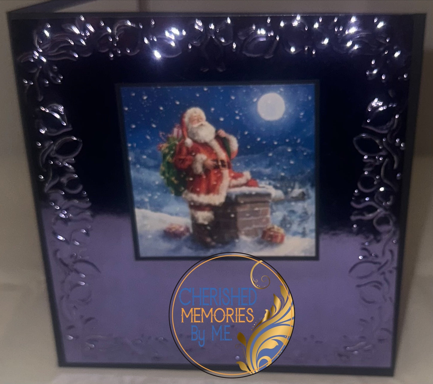 Christmas Bow Border Embossed Cards 6x6”