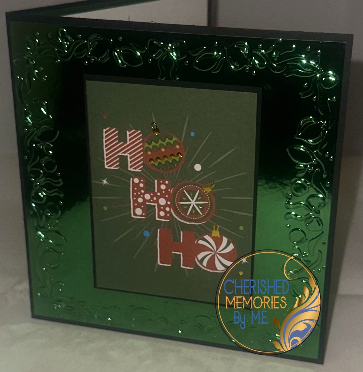 Christmas Bow Border Embossed Cards 6x6”