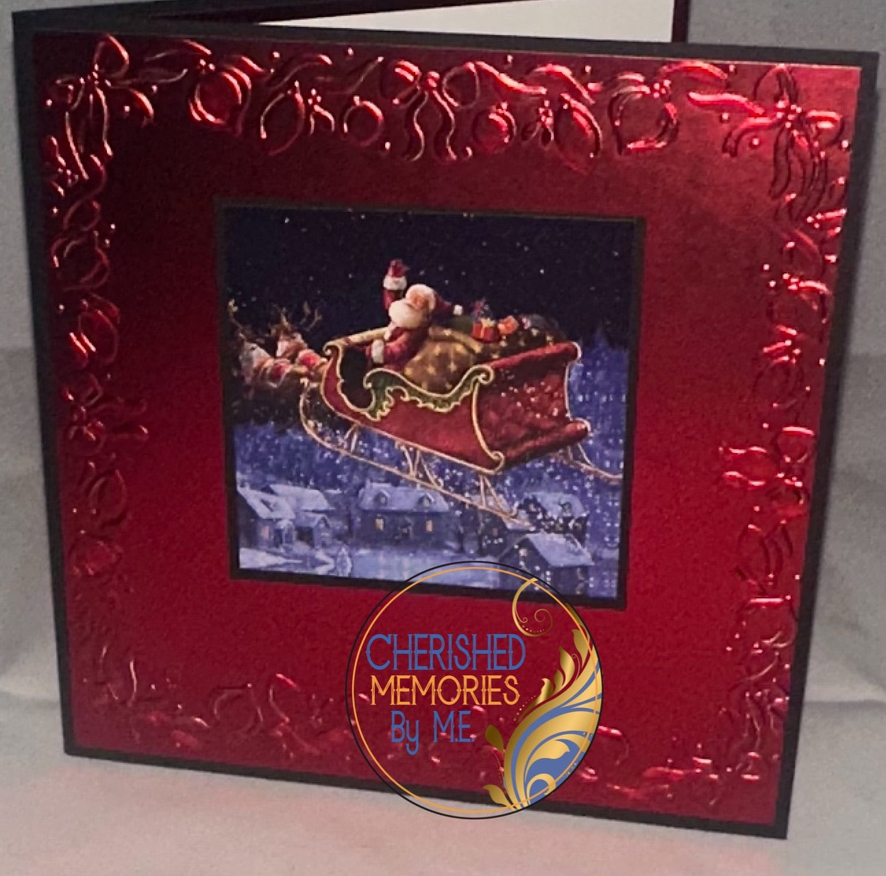 Christmas Bow Border Embossed Cards 6x6”