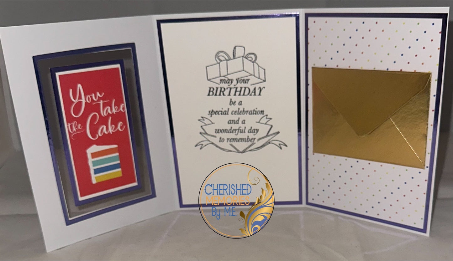 Tri-Fold Window Birthday Cards 5”x7”