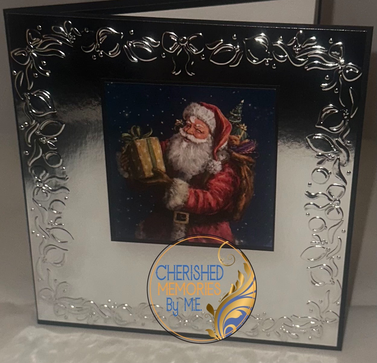 Christmas Bow Border Embossed Cards 6x6”